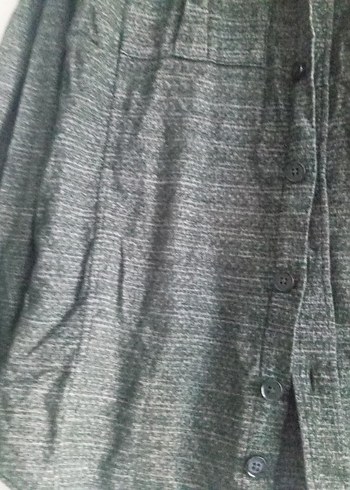 Gri Keten Uzun Kollu Düğmeli Erkek Gömlek - Görsel 2