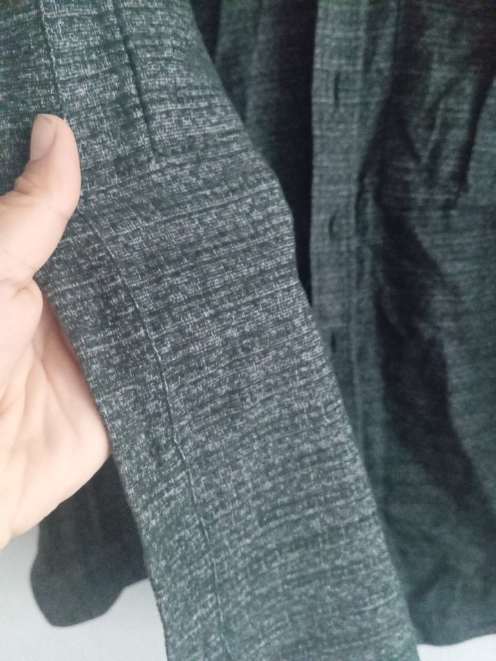 Gri Keten Uzun Kollu Düğmeli Erkek Gömlek - Görsel 5