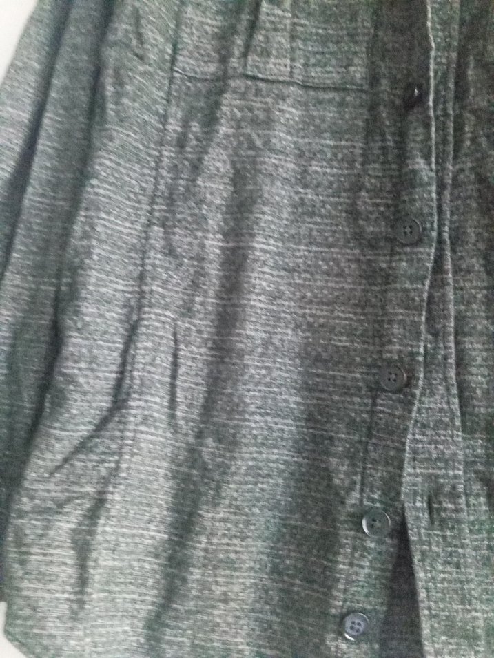 Gri Keten Uzun Kollu Düğmeli Erkek Gömlek - Görsel 2