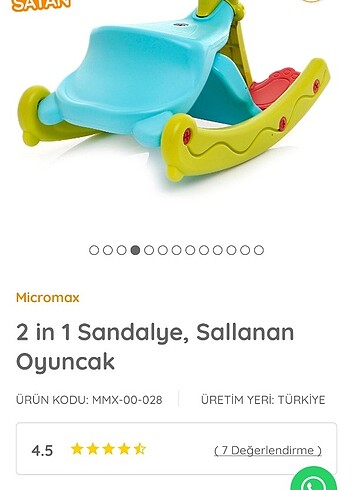 Beden sallanan oyuncak artı sandelye özelliği kullanışlı