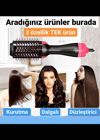 Step Pembe Saç Düzleştirici ve Kurutucu Fırça