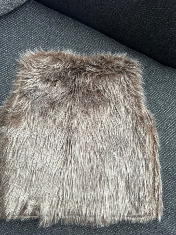 Bohem Tarz Bej Kürk Detaylı  çocuk Yelek - Görsel 2