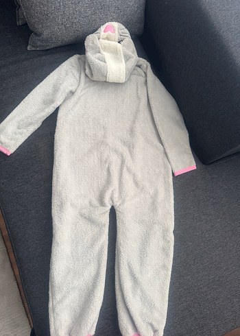 Gri Peluş Kız Çocuk Uyku Tulumu Kulaklı Kapüşon - Görsel 6