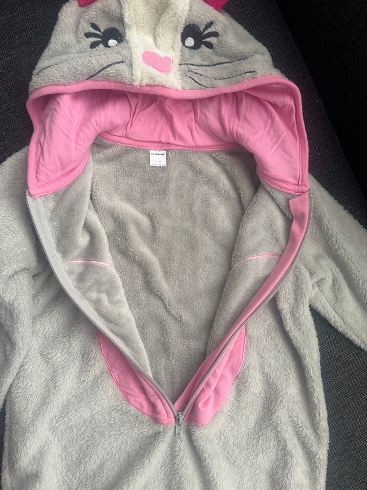 Gri Peluş Kız Çocuk Uyku Tulumu Kulaklı Kapüşon - Görsel 3