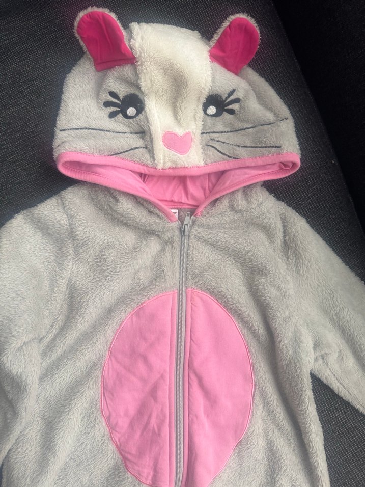 Gri Peluş Kız Çocuk Uyku Tulumu Kulaklı Kapüşon - Görsel 2