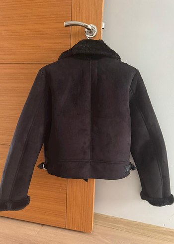 Stradivarius Siyah Süet Kürklü Biker Ceket