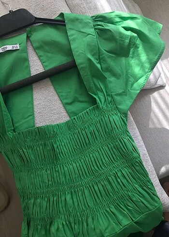 Yeşil mango elbise mavi Zara elbise Zara kiremit pantolon