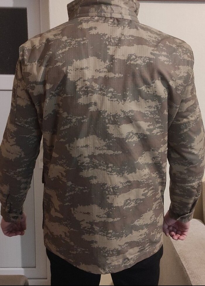 askeri parka Kahverengi Kamuflaj Desenli Erkek Ceket - Görsel 3