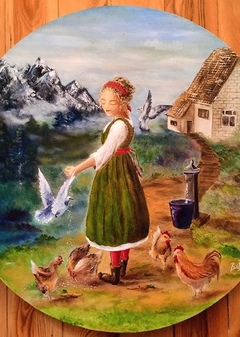 Antika vintage yağlı boya tablo
