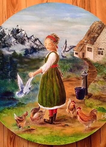 Antika vintage yağlı boya tablo 