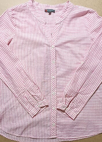 Pembe Beyaz Çizgili Gömlek - Görsel 4