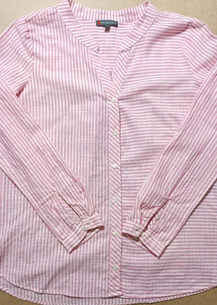 Pembe Beyaz Çizgili Gömlek - Görsel 4