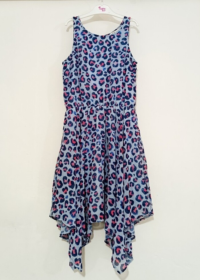 Kız Çocuk Mavi Desenli Elbise - Görsel 2