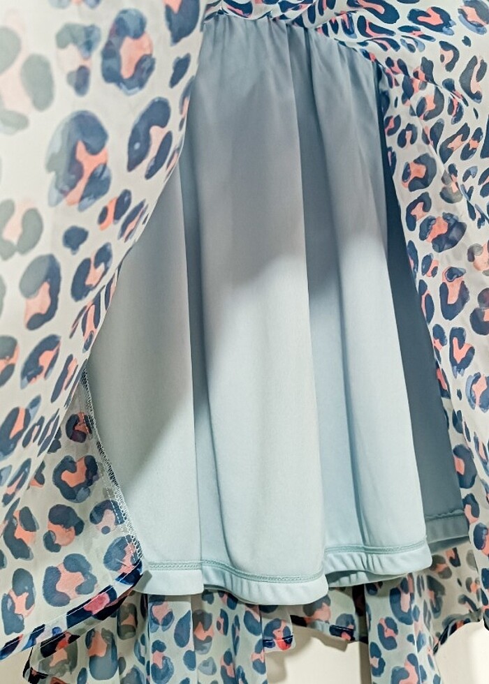 Kız Çocuk Mavi Desenli Elbise - Görsel 3