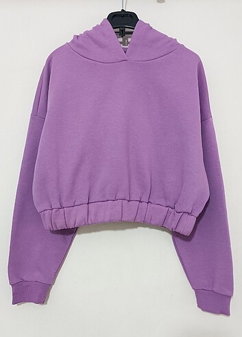 Kadın Crop Sweatshirt Fit Sportwear Lila