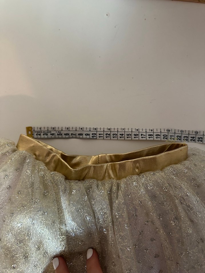 Parlak İşlemeli Altın Renkli Kız Çocuk Etek - Görsel 2