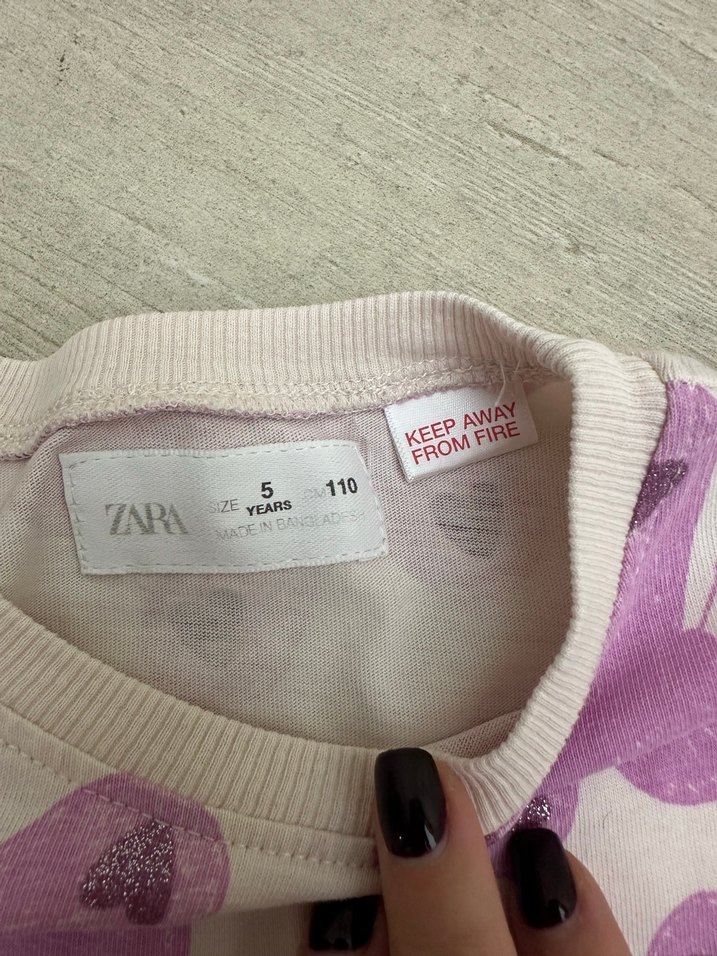 Orjinal zara Kız Çocuk Pembe Kelebek Baskılı Tişört - Görsel 2