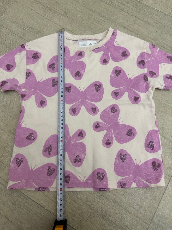 Orjinal zara Kız Çocuk Pembe Kelebek Baskılı Tişört - Görsel 3