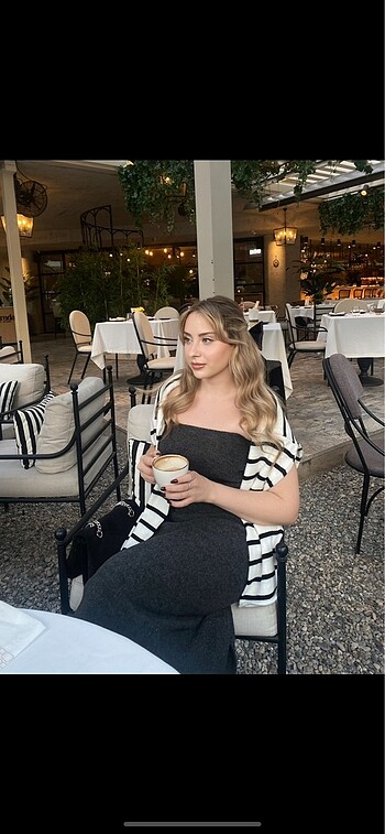 Zara Zara 0 yün gri uzun elbise