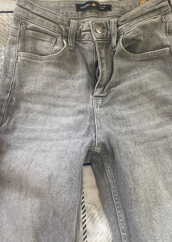 Gri Kadın Denim Pantolon Midi Boy - Görsel 3