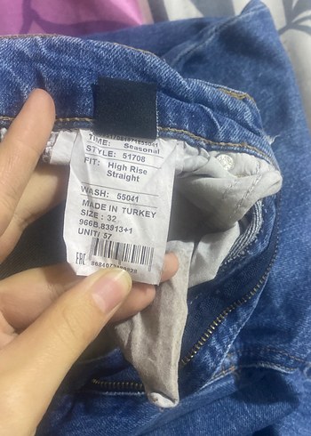 Düğmeli Mavi Kadın Denim Pantolon - Görsel 6