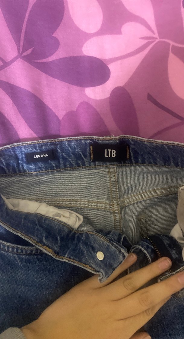 Düğmeli Mavi Kadın Denim Pantolon - Görsel 3