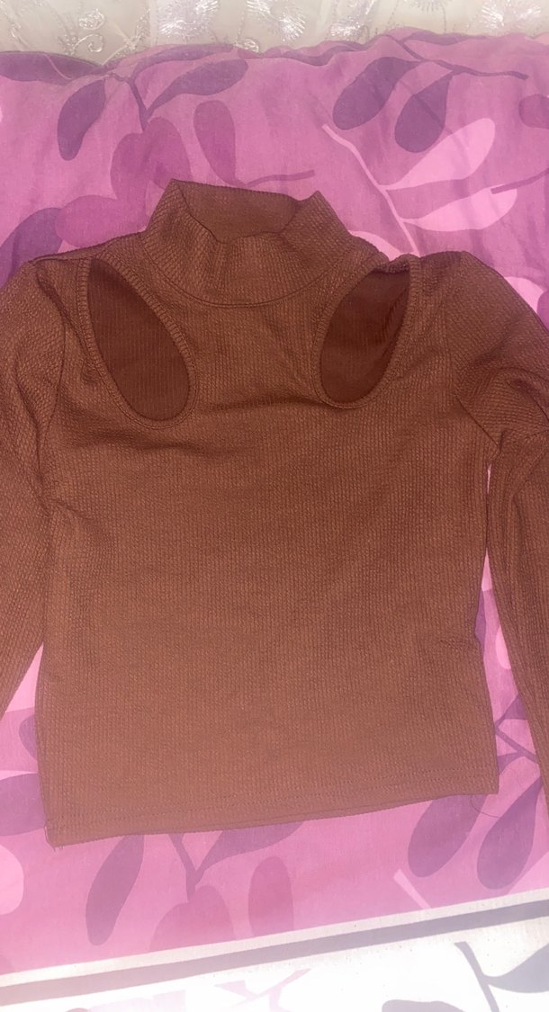 Kadın Kahverengi Boğazlı Uzun Kollu Triko - Görsel 4