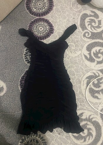 Siyah V Yakalı Midi Gotik Elbise - Görsel 4