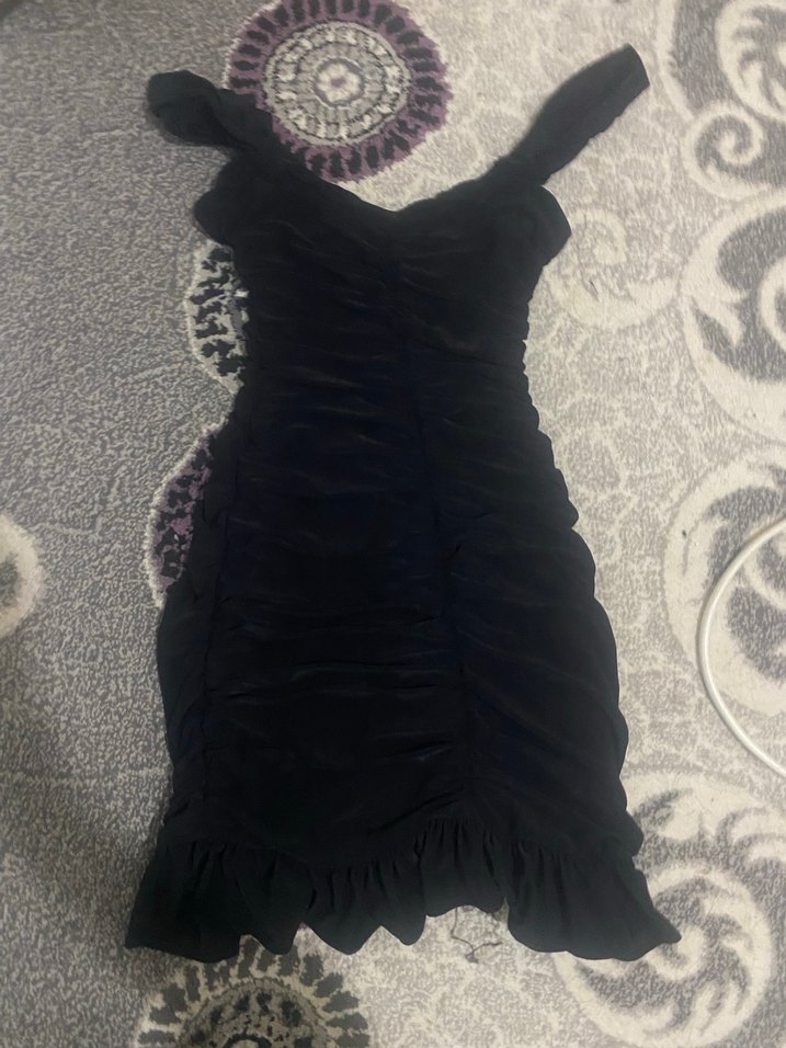 Siyah V Yakalı Midi Gotik Elbise - Görsel 5