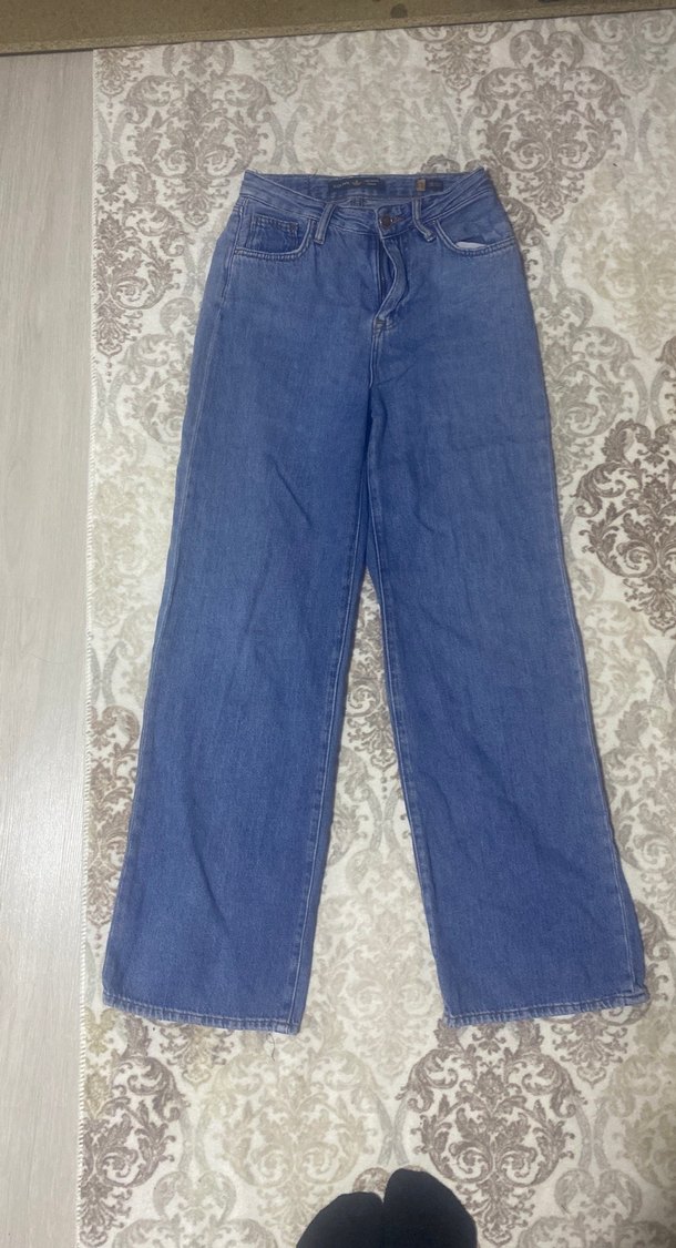 Kadın Mavi Geniş Kesim Midi Jean 32 bedene tekabül eder - Görsel 2