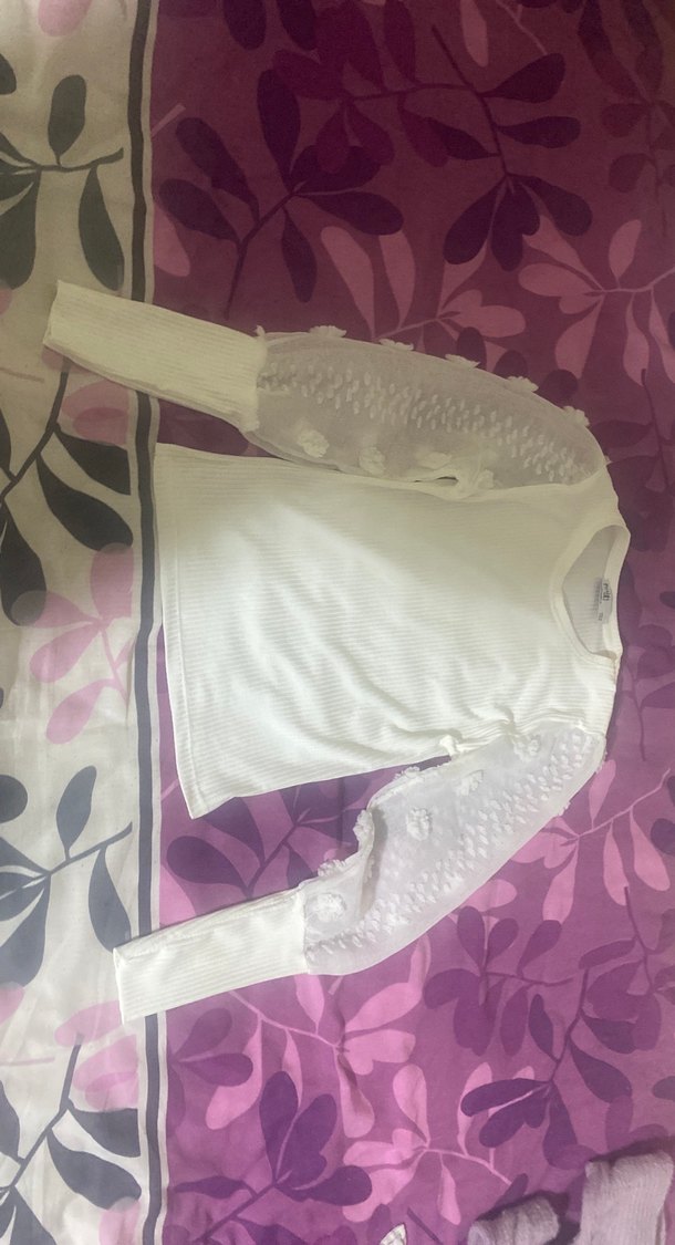 Dantel Detaylı Beyaz Uzun Kollu Bluz - Görsel 2