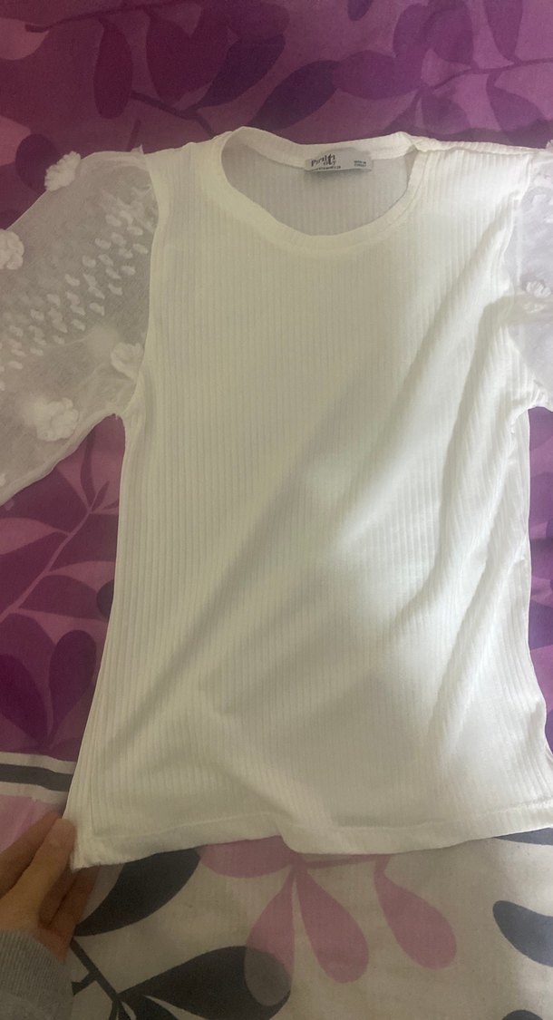 Dantel Detaylı Beyaz Uzun Kollu Bluz - Görsel 4