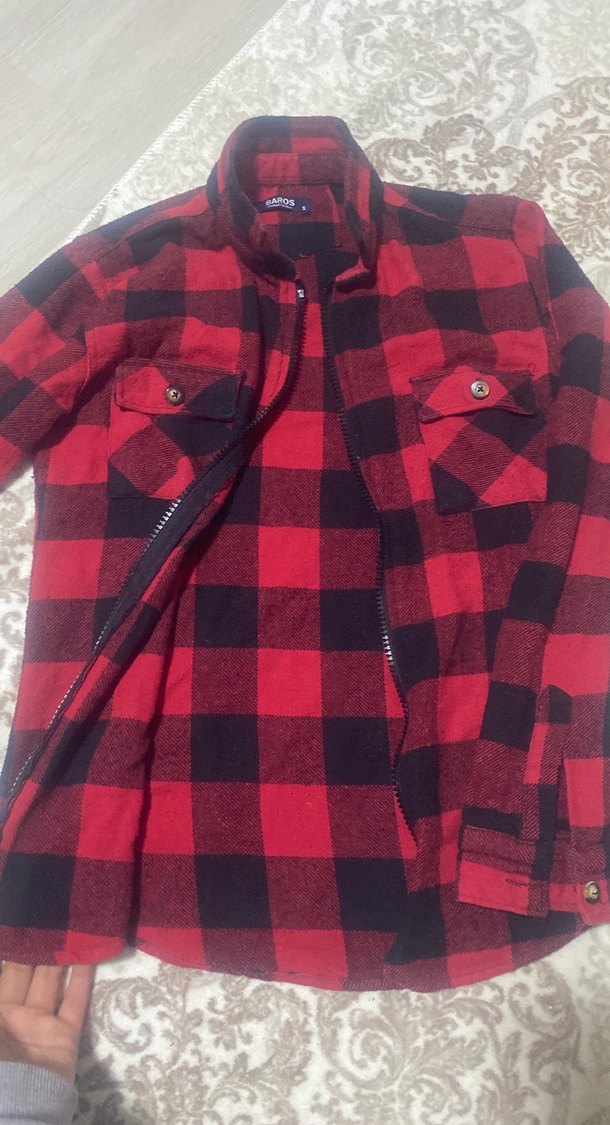 Kadın Kırmızı Kareli Uzun Kollu Gömlek - Görsel 3