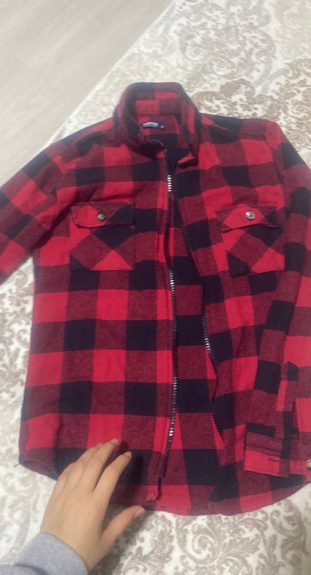 Kadın Kırmızı Kareli Uzun Kollu Gömlek - Görsel 2