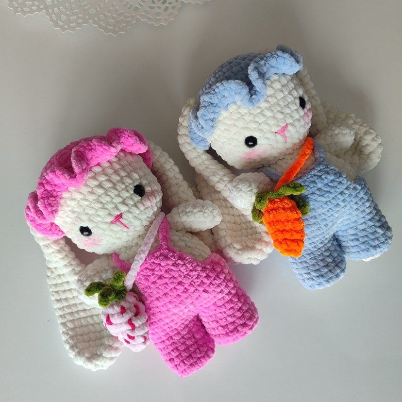 Pastel Renkli Peluş Tavşan Oyuncaklar - Görsel 4