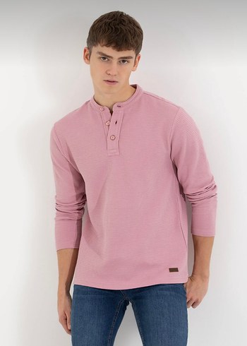 U.S Polo Assn. Pastel Pembe Erkek Uzun Kollu Polo Tisort