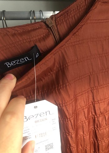 Kahverengi Balon Kol Sıfır elbis e - Görsel 3