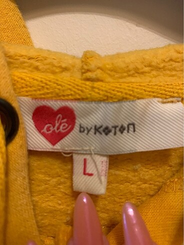 l Beden sarı Renk Koton Sweatshirt