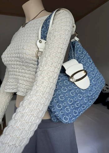 Guess Guess vintage Mavi Denim Baskılı Kadın Çanta