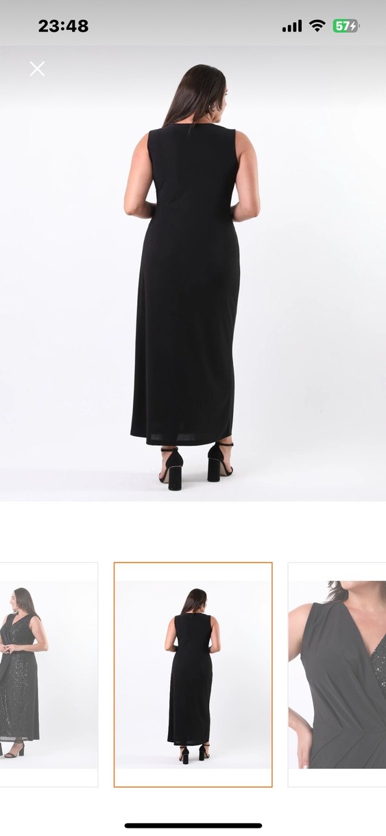 Siyah Drapeli V Yakalı Uzun Abiye Elbise - Görsel 2