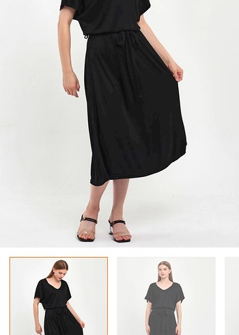 Siyah Midi Kadın Etek - Görsel 2