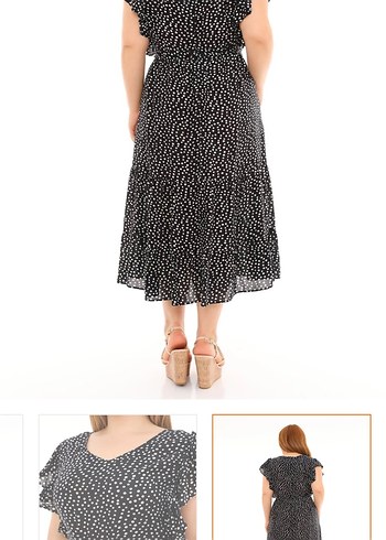 Siyah Puantiyeli Uzun Kadın Elbise - Görsel 2