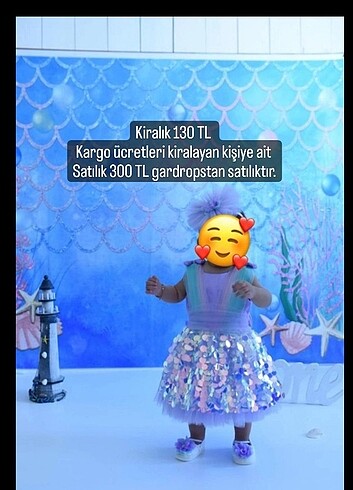 Deniz kızı kostüm doğum günü elbisesi abiye 