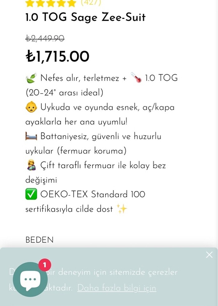 Kidzee 1.0 tog uyku tulumu - Görsel 4