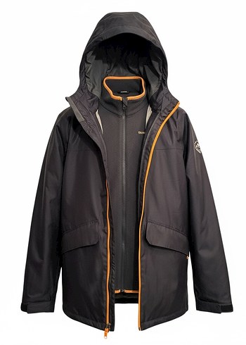 Siyah Kapüşonlu Fermuarlı Erkek Mont - Görsel 2