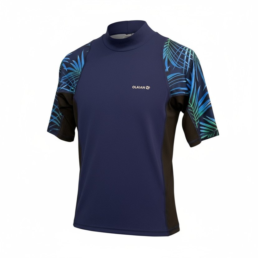 Olaian Baskılı Lacivert Erkek Çocuk Yüzücü Tişörtü - Görsel 3