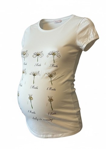 Baskılı Beyaz Hamile Tişörtü - Görsel 2