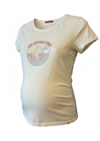 Baskılı Pamuklu Hamile Tişörtü - Görsel 2