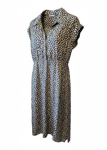 Gri Düğmeli V Yaka Hamile Elbisesi - Görsel 2