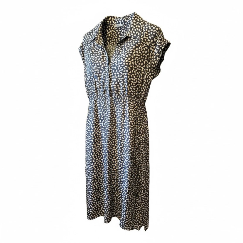 Gri Düğmeli V Yaka Hamile Elbisesi - Görsel 2